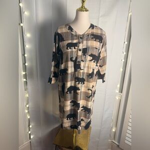 Hatley Tan and Black Plaid “In The Woods” Pajama Gown